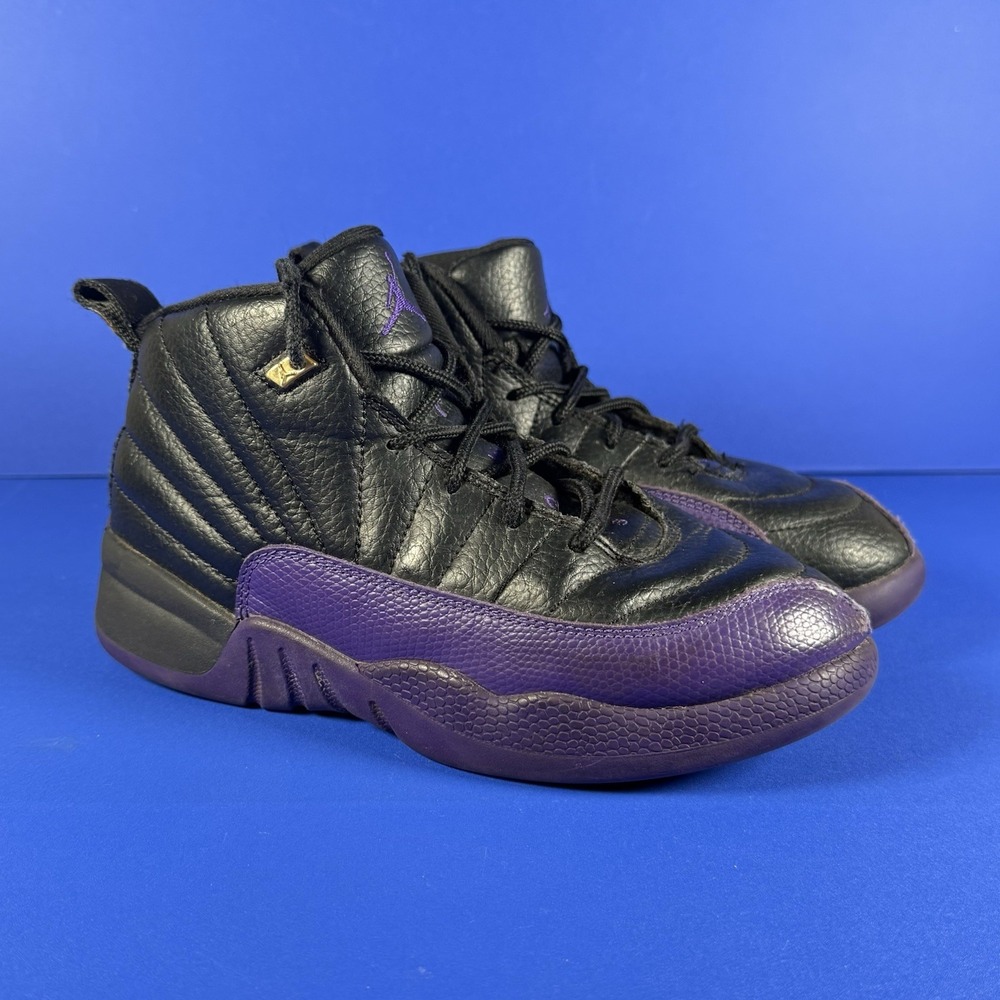 Nike Air Jordan 12 Retro Shoes Youth 2.5Y Black Purple Basketball Sneakers‎ Lace - Picture 4 of 12